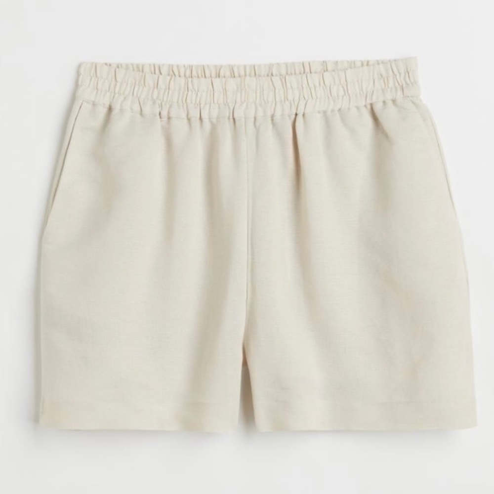 H&M Divided Linen Blend Pull On Shorts, Size 10